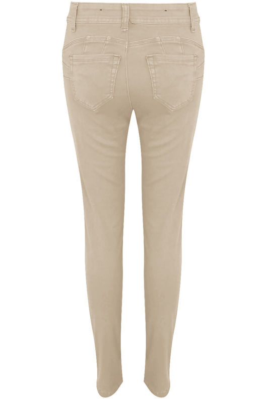 Beige Studded Knees Ripped Jeans