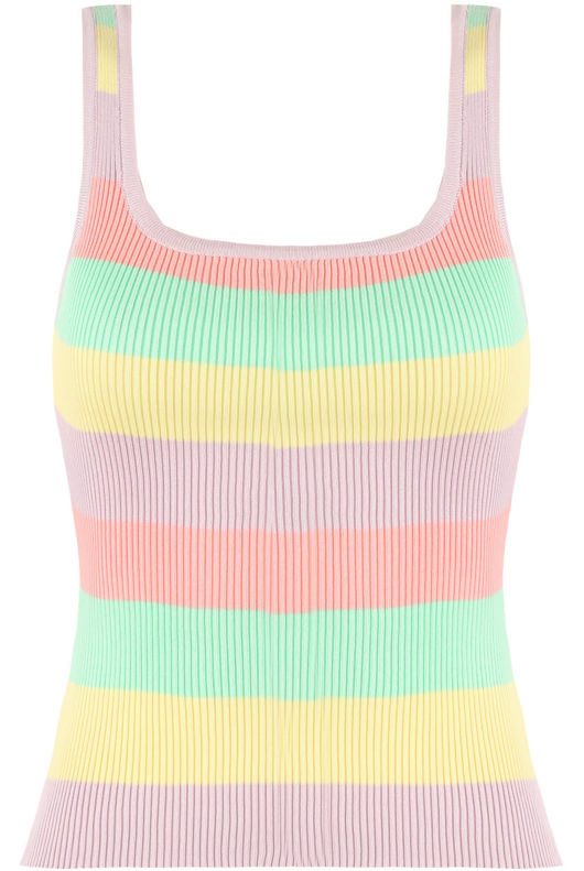 Lilac Square Neck Fine Knit Vest In Stripe