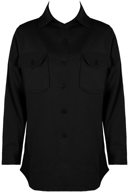 Black Oversized Cotton Blend Shacket