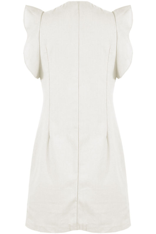 White Front Tie Up Button Hem Dress