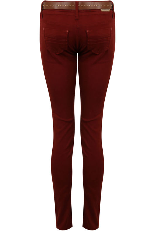 Wine Pleated Waist Supar Soft Jeans 