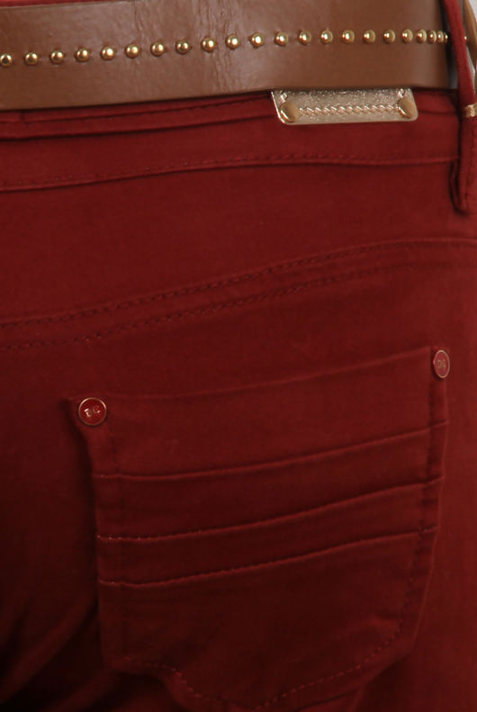 Wine Pleated Waist Supar Soft Jeans 