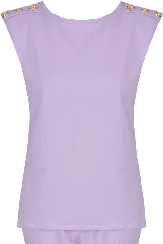 Lilac Golden Button Trim Tops & Trouser Set