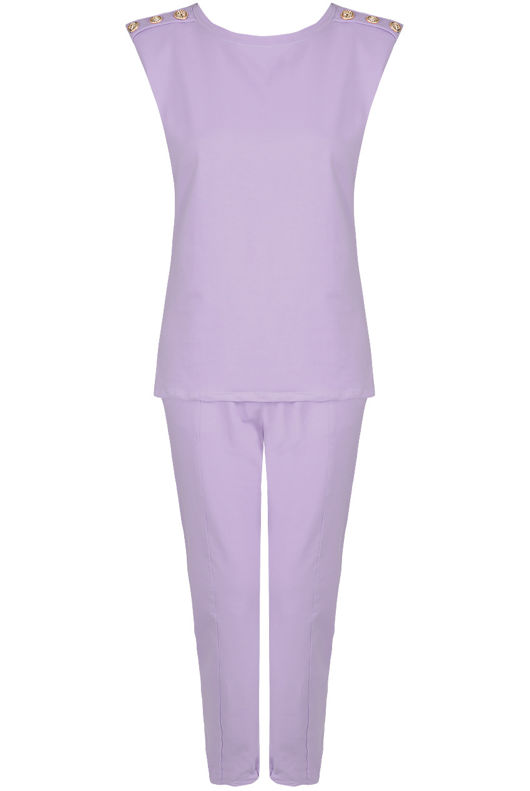 Lilac Golden Button Trim Tops & Trouser Set