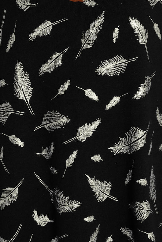 Foil Leaf Print Knitted Black Jumper