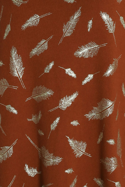 Foil Leaf Print Knitted Tan Jumper