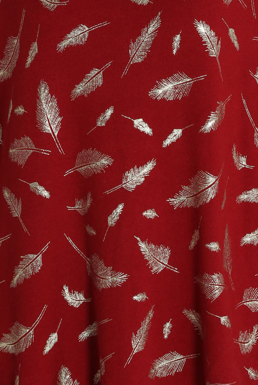Foil Leaf Print Knitted Wine Jumper