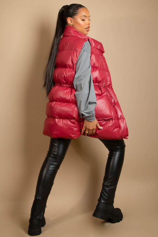 Red Shiny Puffer Gilet
