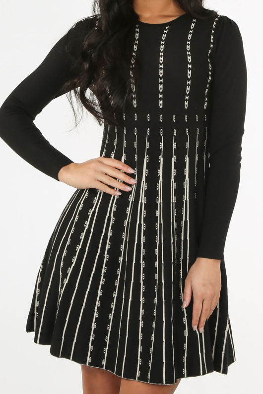 Black Fine Knit Skater Dress
