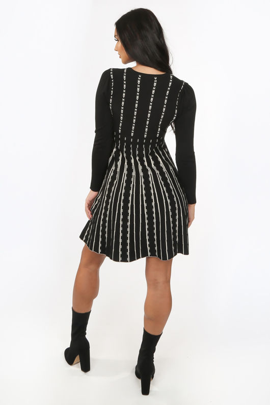 Black Fine Knit Skater Dress