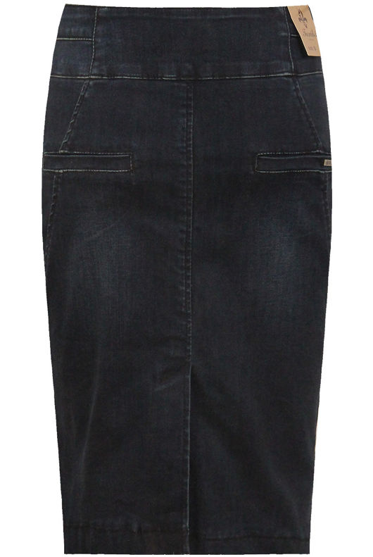 Dark Wash Denim Midi Skirt
