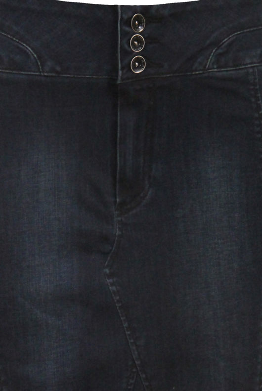 Dark Wash Denim Midi Skirt