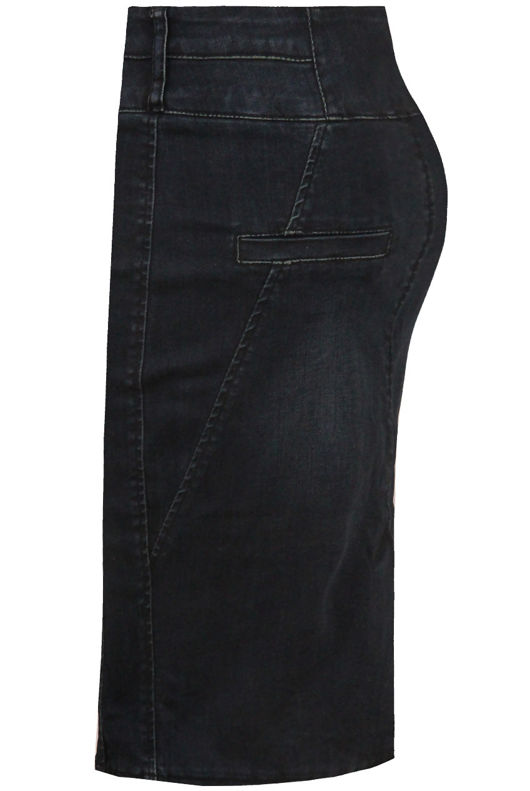 Dark Wash Denim Midi Skirt