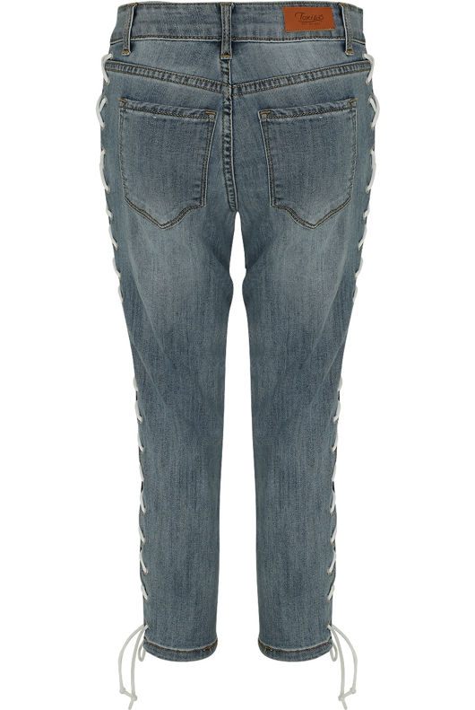 Denim Lace Up Cropped Jeans