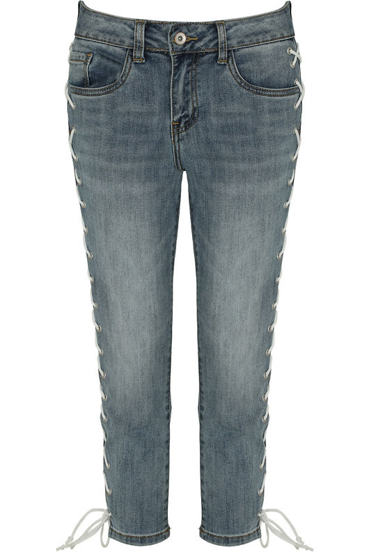 Denim Lace Up Cropped Jeans
