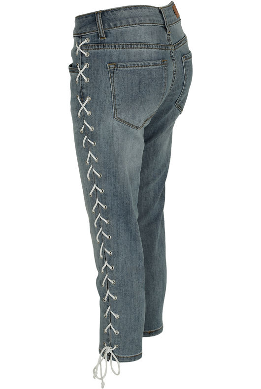 Denim Lace Up Cropped Jeans