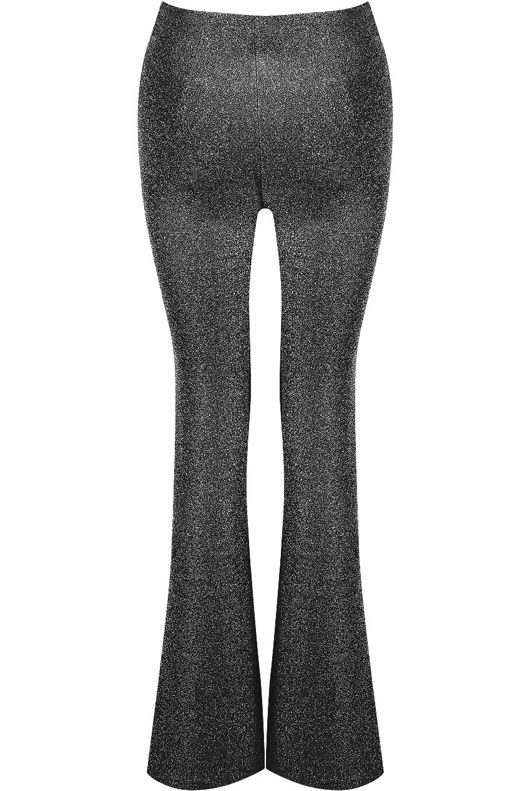 Silver Metallic Knit Bell Bottom Pants