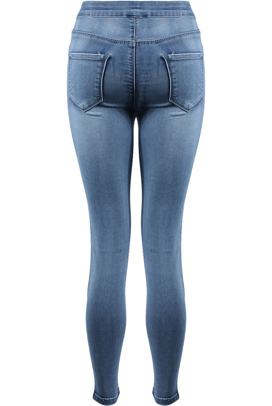 Denim Exposed Zipper Skinny Jeans