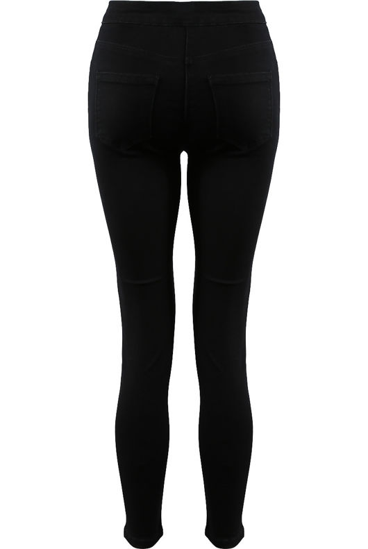 Black Exposed Zipper Skinny Jeans