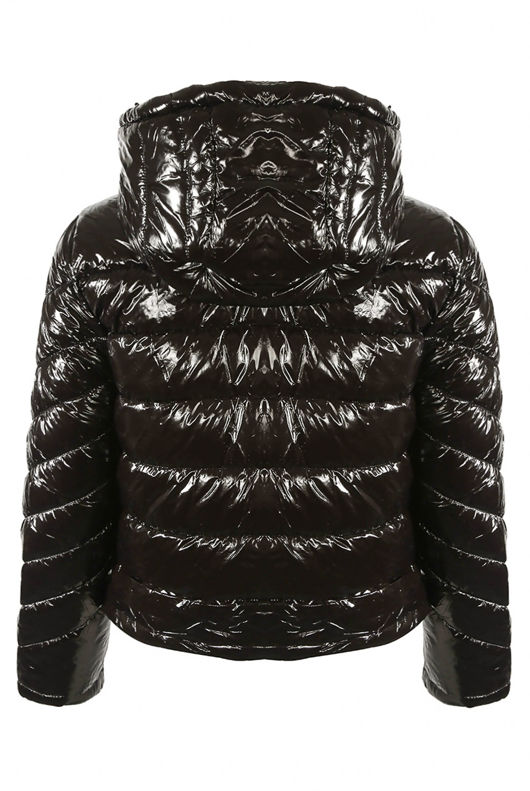 Black Shiny Quilted Cropped Jacket
