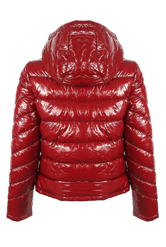 Wine Shiny Quilted Cropped Jacket