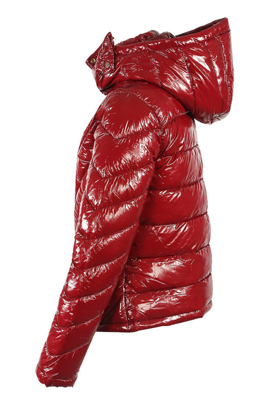 Wine Shiny Quilted Cropped Jacket