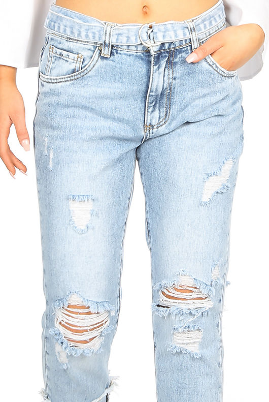 Shredded Crop Boyfriend Jeans