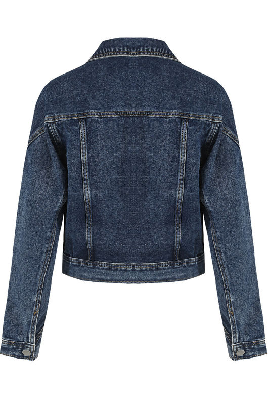 Front Zip Up Denim Biker Jacket