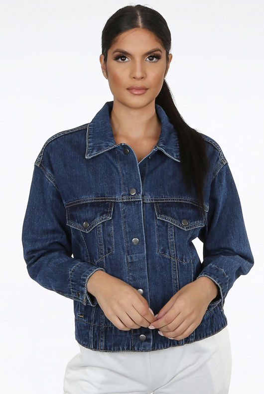 Front Pocketed Button Up Denim Jacket