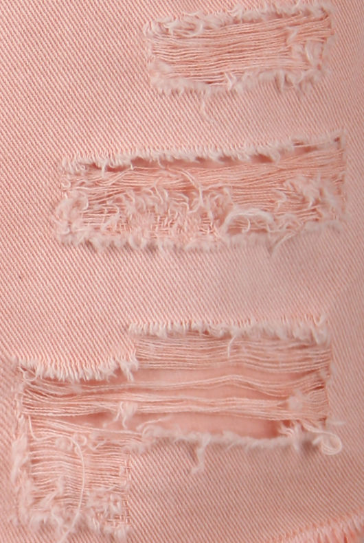 Pink Washed Denim Ripped Shorts