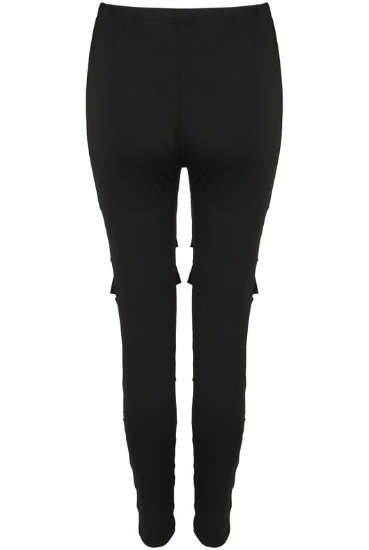 Mesh Crossover Thighs Leggings in Black