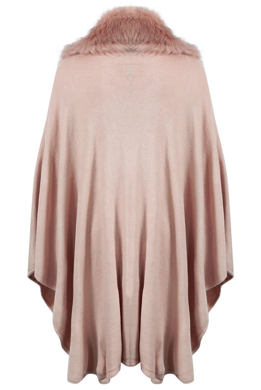 Rose Faux Fur Trim Cape