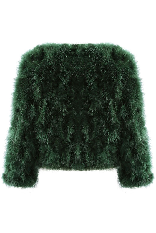 Khaki Ostrich Feather Jacket