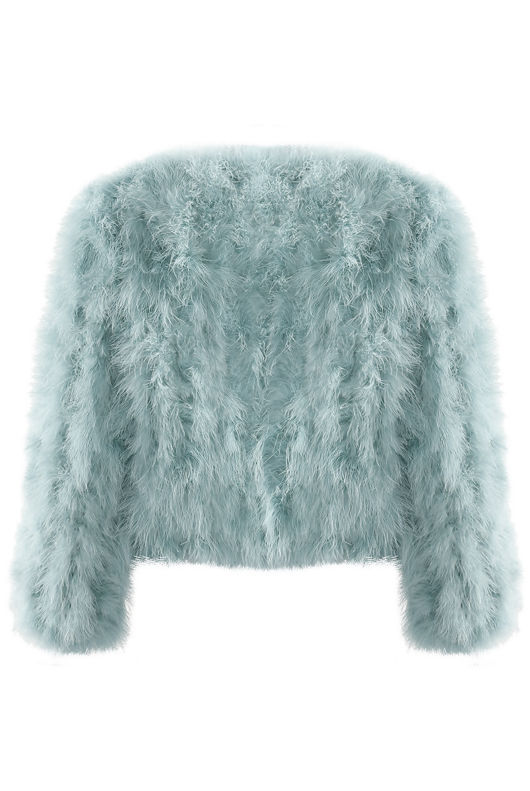 Sky Blue Ostrich Feather Jacket 