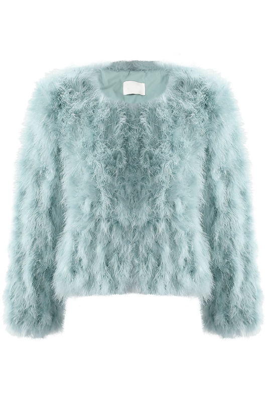 Sky Blue Ostrich Feather Jacket 