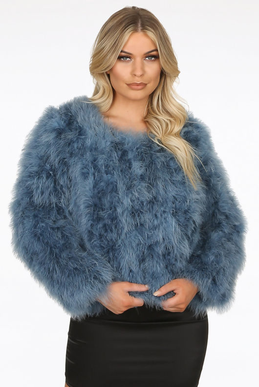 Blue Ostrich Feather Jacket 