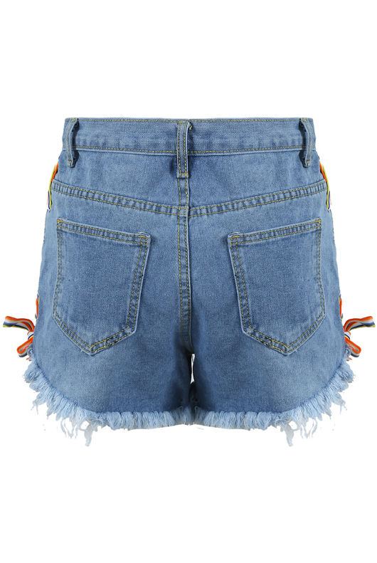 Ribbon Lace Up Denim Shorts