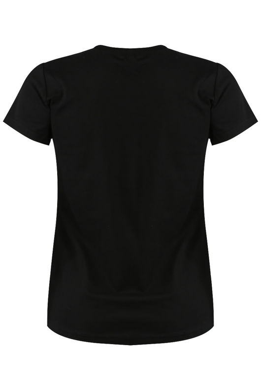 Black -Silver Floral Applique Trim Tee