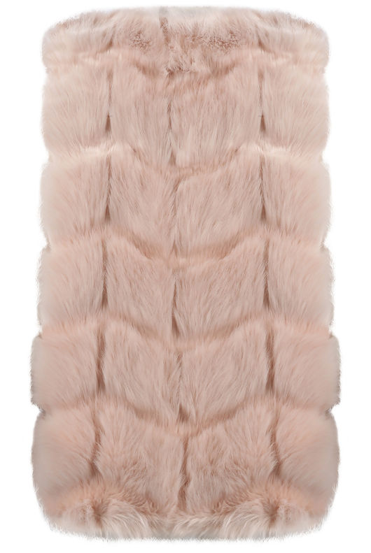 Layered Block Pattern Shaggy Fur Gilet