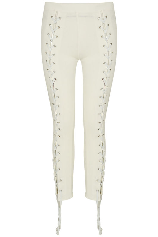 White Lace Up Leggings