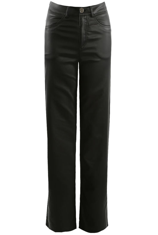 Black Metallic Wide Leg Trouser