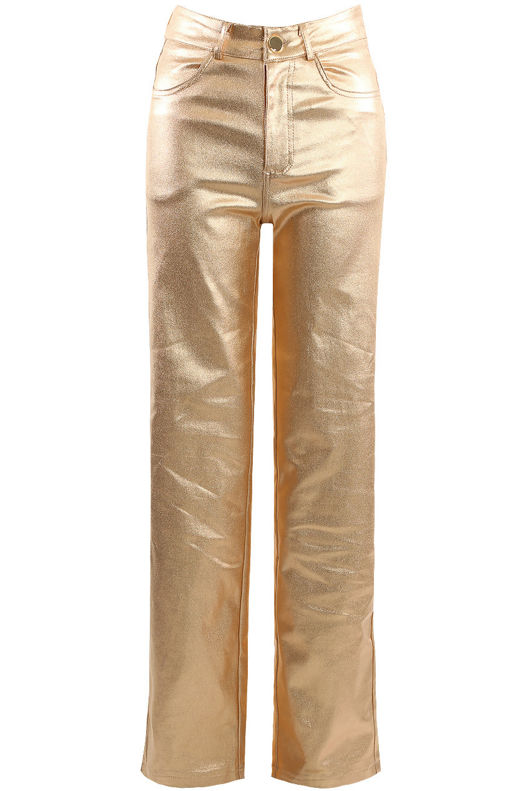 Rose Metallic Wide Leg Trouser
