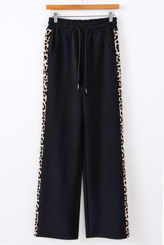 Leopard Side Stripe Wide Leg Jogger 