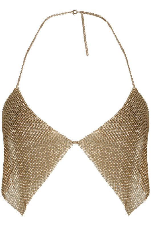 Gold Diamante Trim Chainmail Bralet