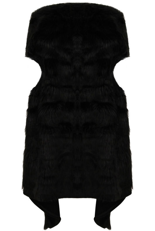 Black Faux Fur Layered Cape Cardigan