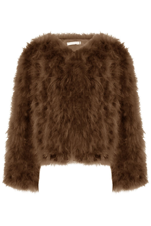 Ostrich Feather Long Sleeve Coat
