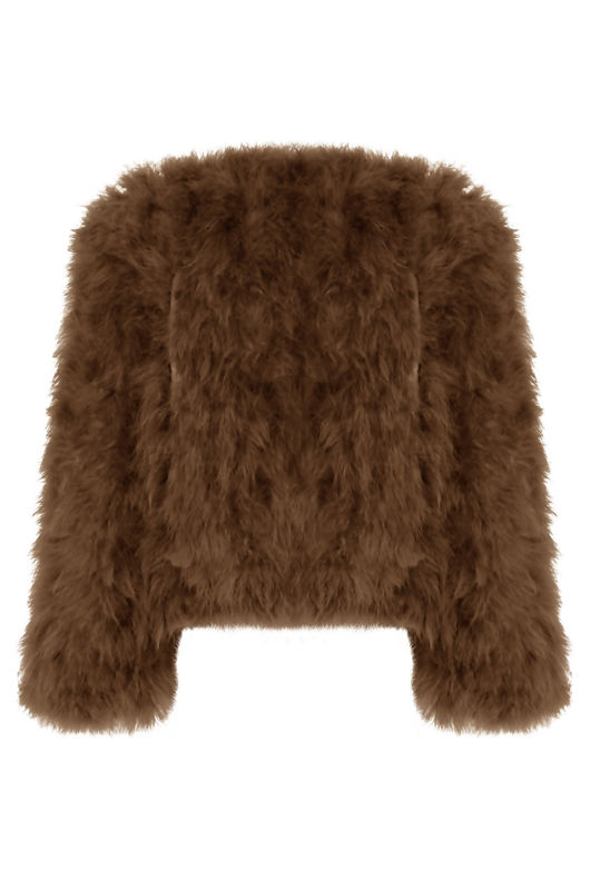 Ostrich Feather Long Sleeve Coat