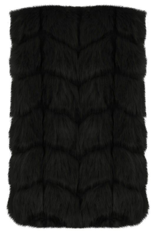 Black Reptile Contrast Layered Fur Gilet