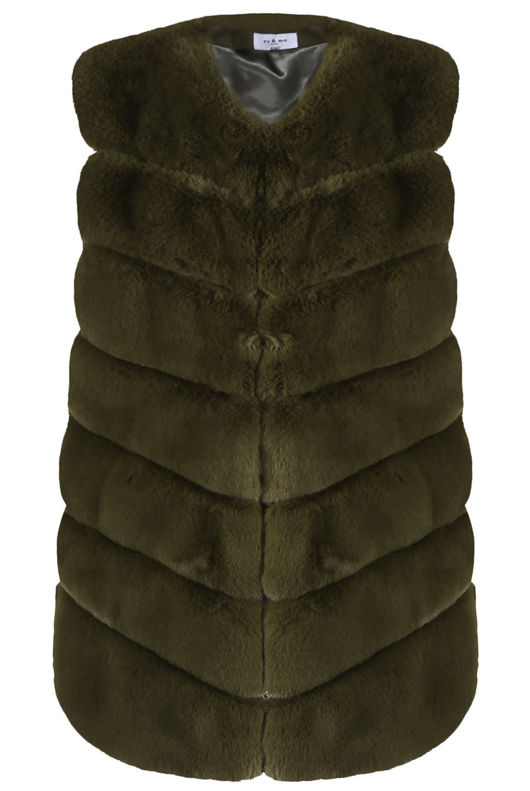 Khaki Layer Fur Gilet