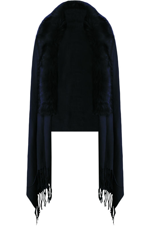 Navy Faux Fur Wrap Up Cardigan